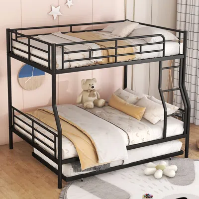 Streamdale Furniture Streamdale Full Xl Over Queen Metal Bunk Bed With Trundle