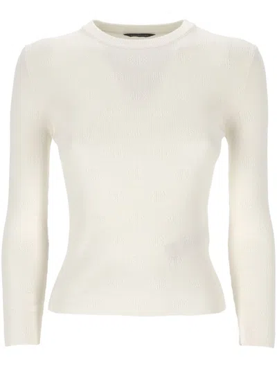 Balenciaga Bb-pattern Open-knit Jumper In White
