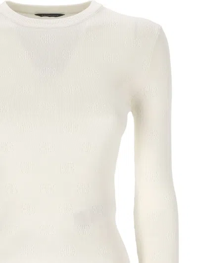 Balenciaga Bb-pattern Open-knit Jumper In White