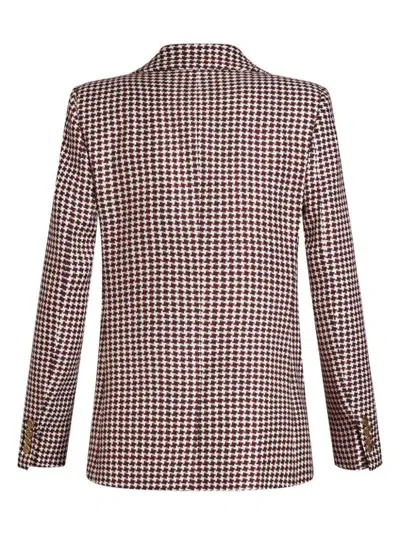 Etro Houndstooth-pattern Double-breasted Jacket In Multicolor