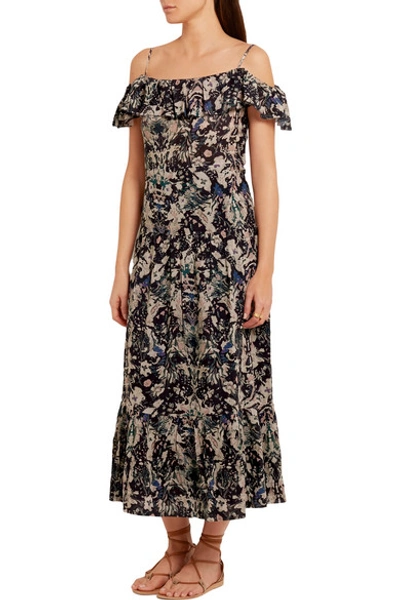 Shop Iro Yonelia Off-the-shoulder Printed Voile Midi Dress