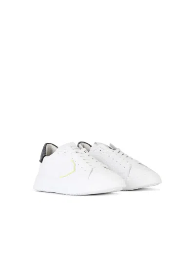 Philippe Model 'temple' White Leather Sneakers In White
