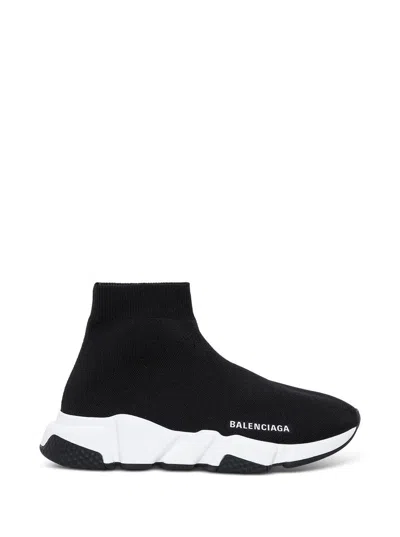 Balenciaga Speed Lt Logo-print Stretch-knit High-top Sneakers In Black