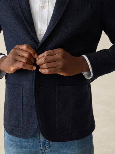 Faherty Inlet Herringbone Blazer In Navy Twilight Herringbone