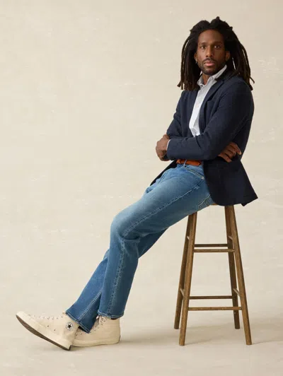 Faherty Inlet Herringbone Blazer In Navy Twilight Herringbone