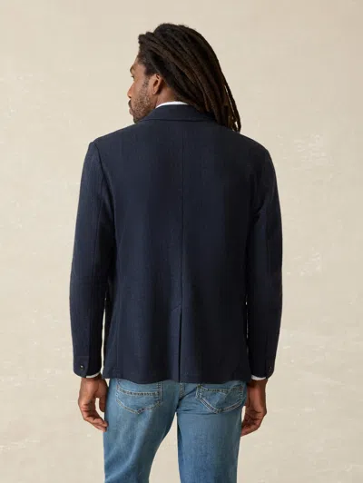 Faherty Inlet Herringbone Blazer In Navy Twilight Herringbone