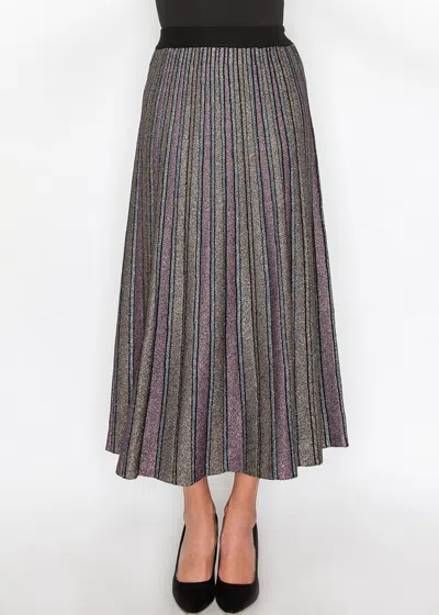 Yal New York Starlight Striped Knit Skirt In Black