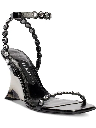 Jessica Rich Diamond Wedge Womens Slip On Open Toe Slingback Heels In Black