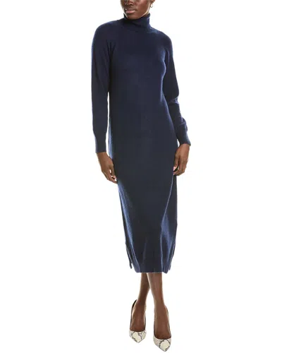 Brodie Cashmere Wool & Cashmere-blend Luxe Roll Neck Dress In Blue