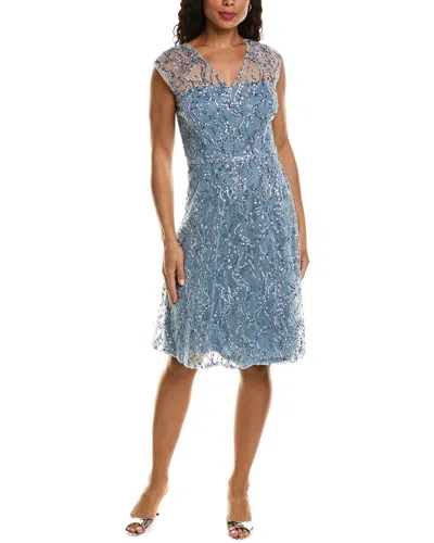 Js Collections Fiona Embroidered Floral Sheath Dress In Blue