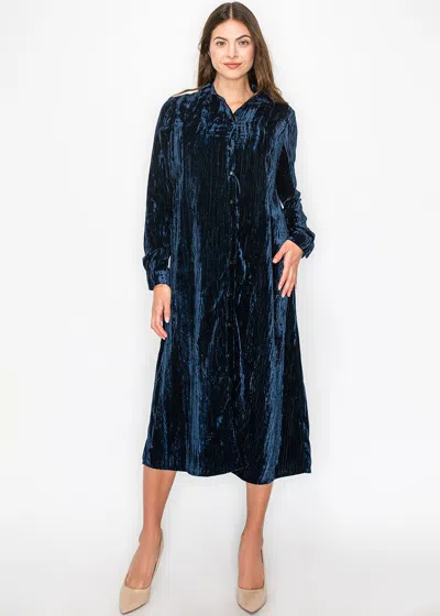 Yal New York Ocean Depths Velvet Dress In Blue