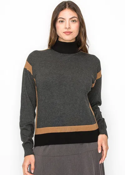 Yal New York Grey And Camel Color Block Sweater In Grey