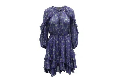 Ulla Johnson Alissa Floral Ruffle Dress In Purple Silk In Purple