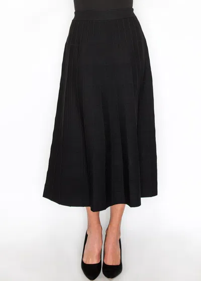 Yal New York Classic A-line Black Pleated Midi Skirt In Black