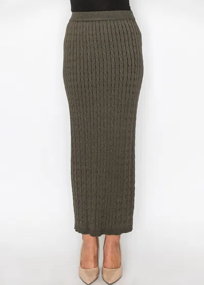 Yal New York Olive Cable-knit Long Skirt In Green
