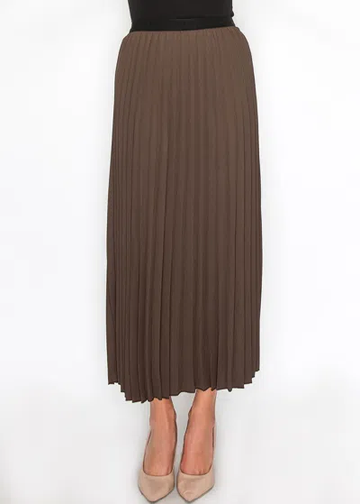 Yal New York Soft Pleated Brown Midi Skirt In Brown