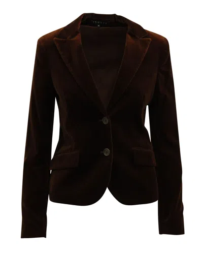 THEORY VELOUR BLAZER JACKET IN BROWN COTTON 