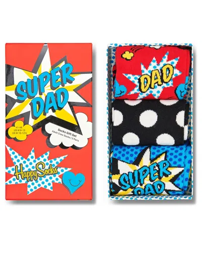 Happy Socks 3pk Super Dad Socks Gift Set In Multi