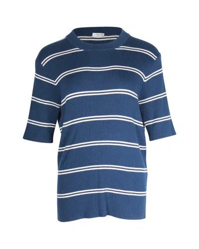 Sandro Striped Knit T-shirt In Blue Wool In Blue