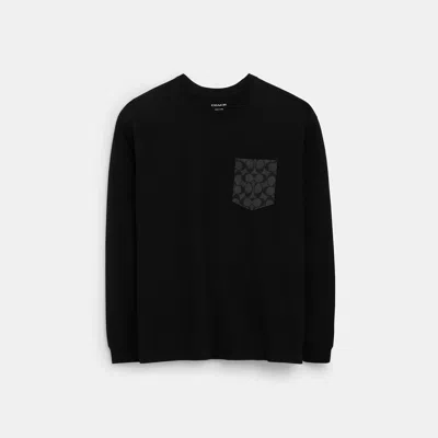 Coach Outlet Signature Long Sleeve T Shirt In Organic Cotton In Black