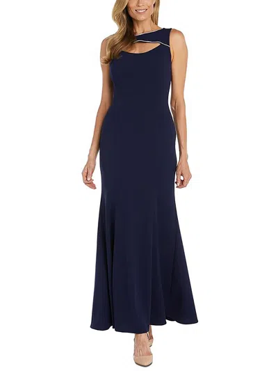 Nw Nightway Womens Full Length Embellished Evening Dress In Blue