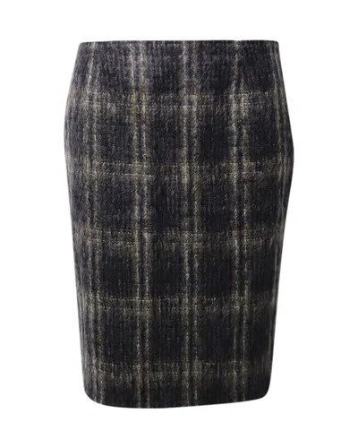 Max Mara Plaid Knee-length Skirt In Grey Mohair In Grey