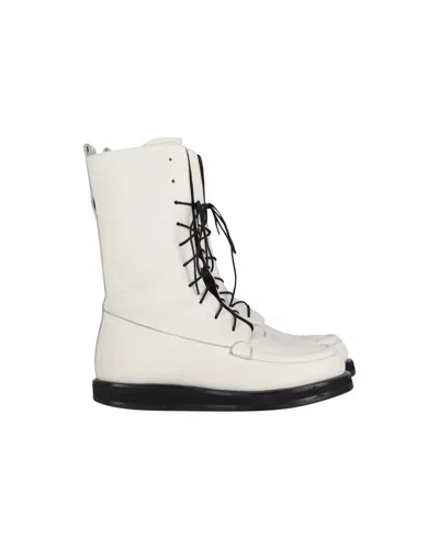 The Row Patty Lace-up Combat Boots In White Leather In White