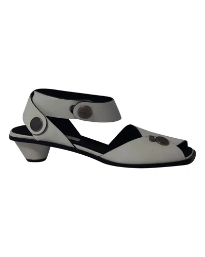 Stella Mccartney Ankle Strap Button Sandals In White Leather In White