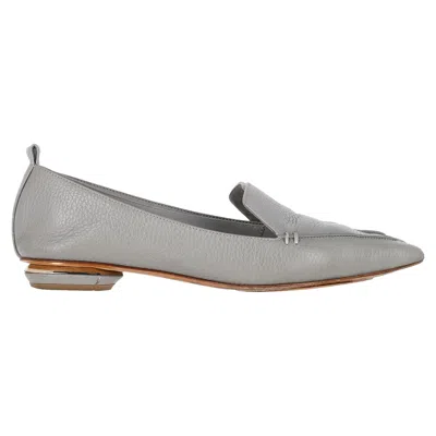 Nicholas Kirkwood Beya Pointed Toe Ballet Flats In Grey Leather In Grey
