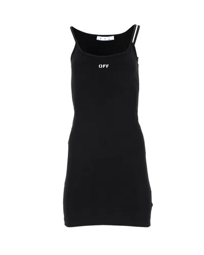 Off-white Logo Stretch-cotton Jersey Dress In Black