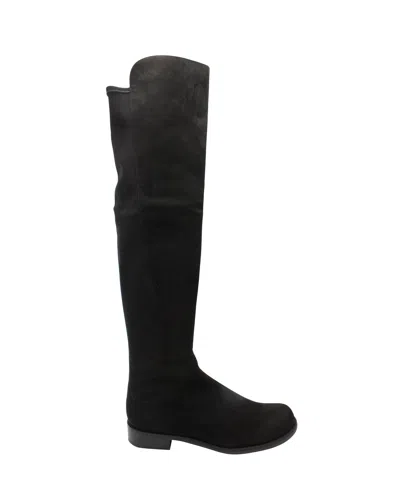 Stuart Weitzman 5050 Stretch Knee Boots In Black Suede In Black