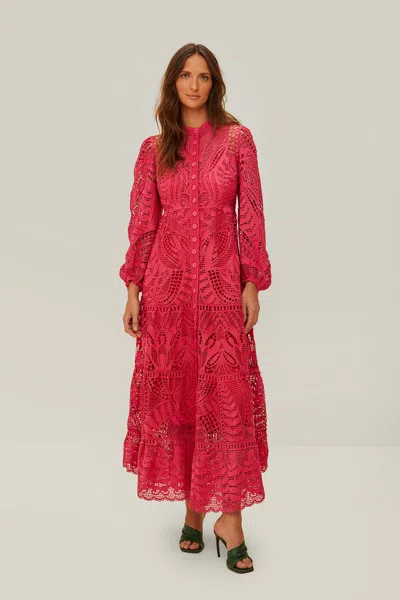 Farm Rio Active Pink Guipire Maxi Dress In Pink