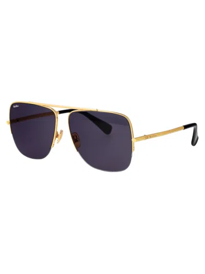Max Mara Gold Blue Metal Sunglasses
