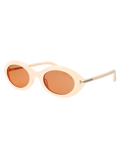Tom Ford Womens Nude Ft1186 Troy Oval-frame Acetate Sunglasses