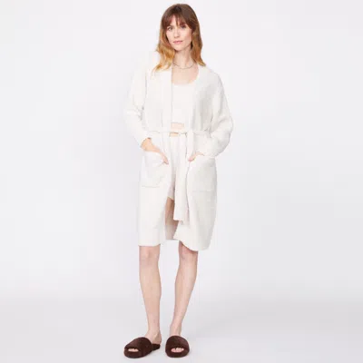 Monrow Plush Sweater Robe In Chalk