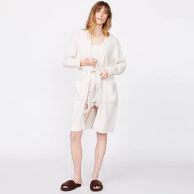 Monrow Plush Sweater Robe In Chalk