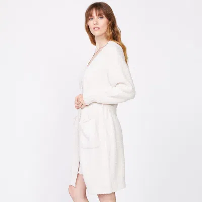Monrow Plush Sweater Robe In Chalk