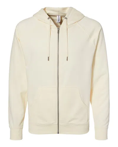 Independent Trading Co. Men's Icon Lightweight Loopback Terry Full-zip Hooded Sweatshirt In Beige
