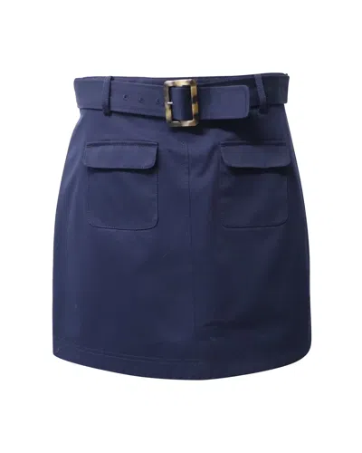 Alexa Chung Patch Pocket Mini Skirt In Navy Blue Cotton In Blue