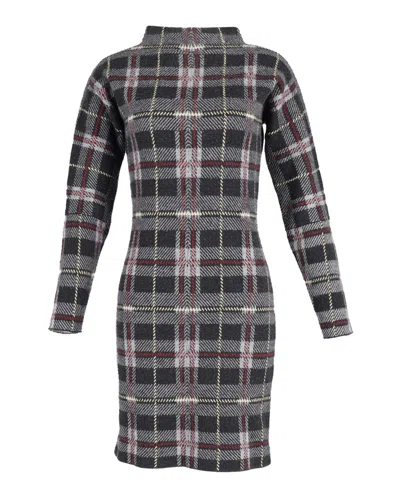 Joseph Plaid Sweater Dress In Grey Wool In Grey
