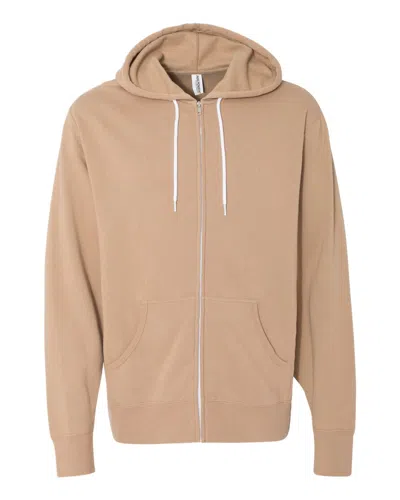 Independent Trading Co. Men's Lightweight Full-zip Hooded Sweatshirt In Silver