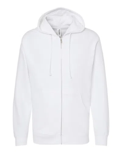 Independent Trading Co. Men's Midweight Full-zip Hooded Sweatshirt In White