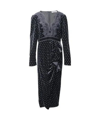 Self-portrait Self Portrait Crystal Embellished Midi Dress In Black Velvet In Black