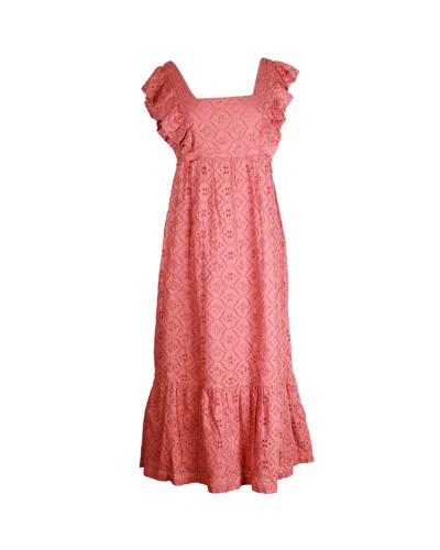 Ba&sh Ba & Sh Byrd Broderie Anglaise Midi Dress In Pink Cotton In Pink