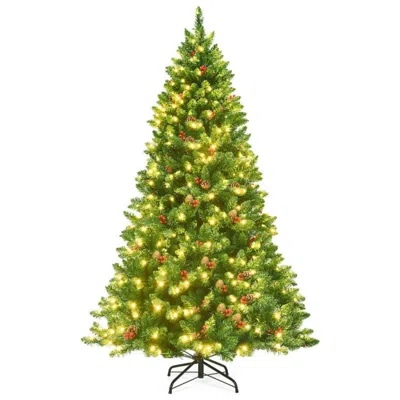 Hivvago 6.5 Feet Pre-lit Hinged Christmas Tree With Led Lights