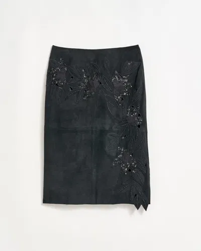 Billy Reid Suede Statement Pencil Skirt In Black