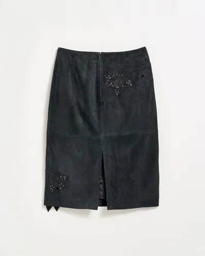 Billy Reid Suede Statement Pencil Skirt In Black