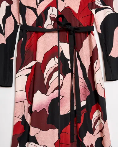 Billy Reid Winter Rose Maxi Cocktail Dress In Red/black