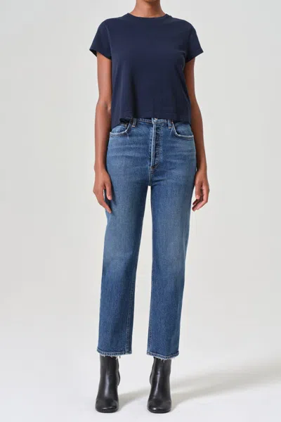 Agolde 90's Pinch Waist Crop In Solace In Blue