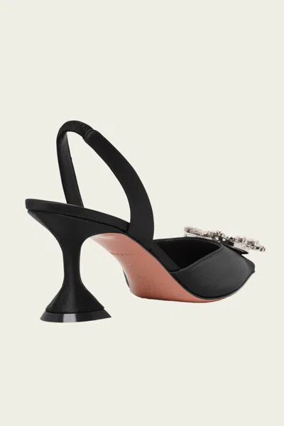 Amina Muaddi Begum Sling 70 Crystal Embellished Black Leather Pumps